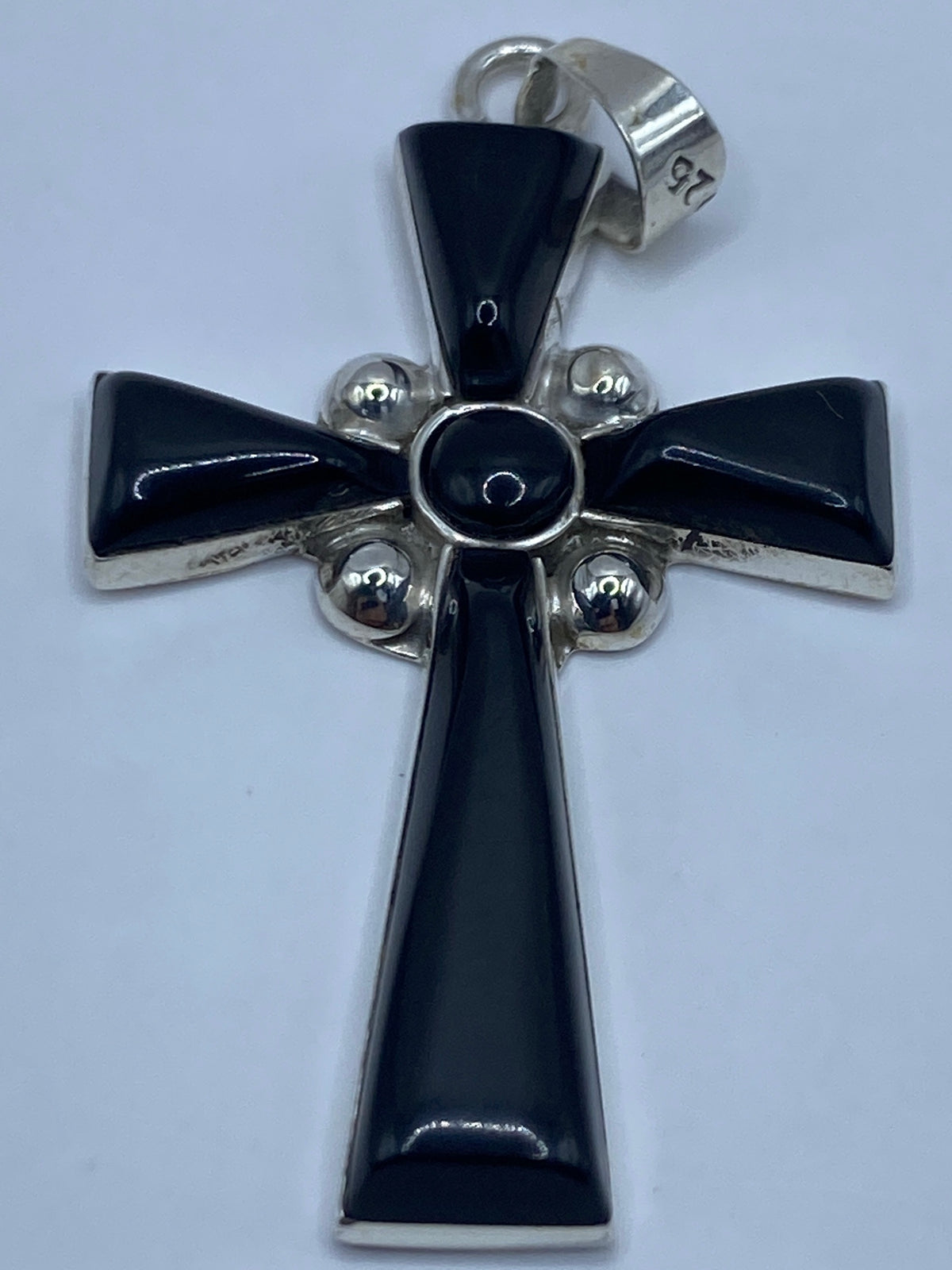 Cruz de Plata con Ónix Negro — Dije Taxco 925 — foto 5