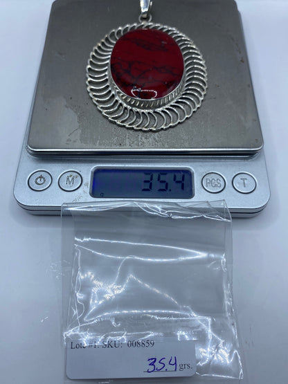 Dije de Plata Coral Rojo — Engastado a Mano Taxco 925 — foto 6