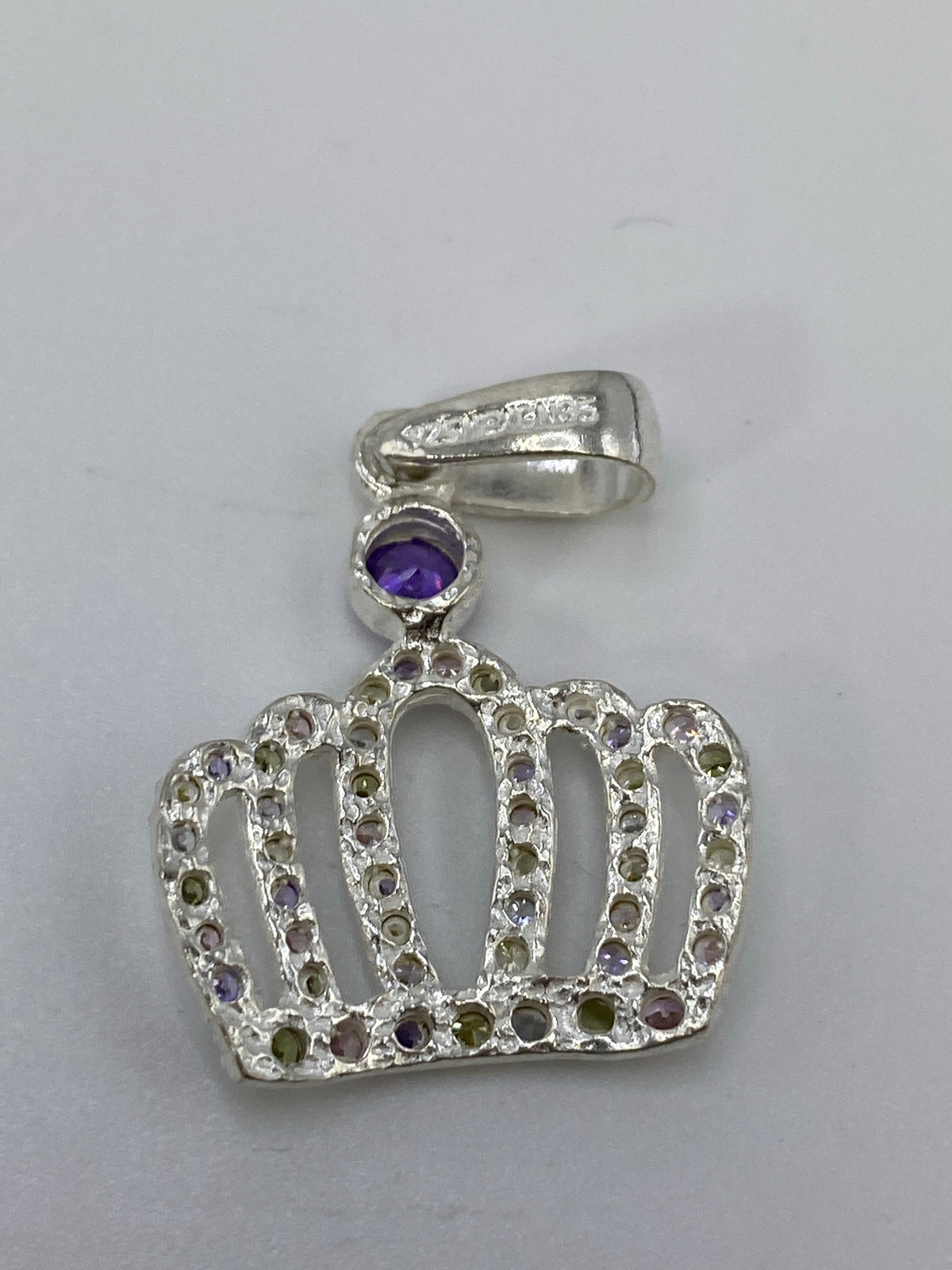 Dije Corona de Plata con Micro-Circonia Multicolor — Taxco 925 — foto 5