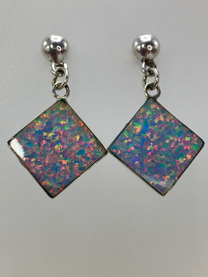 Aretes de plata 925 con forma cuadrada girada, engastados a mano en Taxco