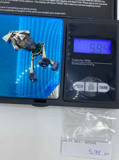 Dije de Plata Cabeza Azteca con Piedra Azul — Taxco 925 — foto 6
