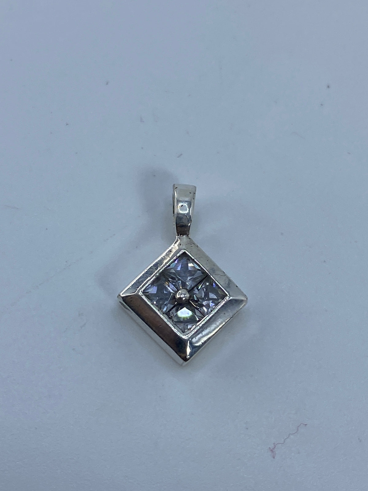 Dije de Plata Cuadrado con Circonia Blanca — Taxco 925 — foto 5