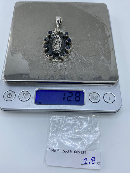 Dije Virgen de Guadalupe Plata 925 con Lapislázuli — foto 6