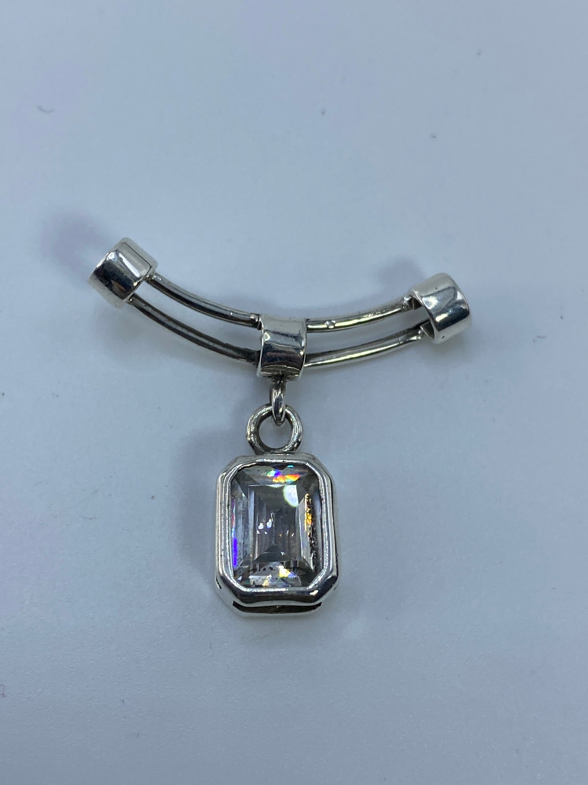 Dije Plata Circonia Blanca Rectangular — Taxco 925 — foto 5