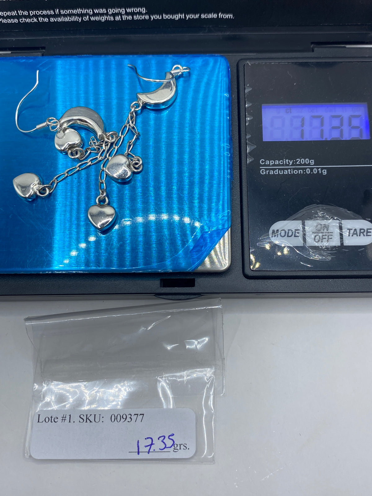Aretes de Plata Luna con Corazones Colgantes — Taxco 925 — foto 6