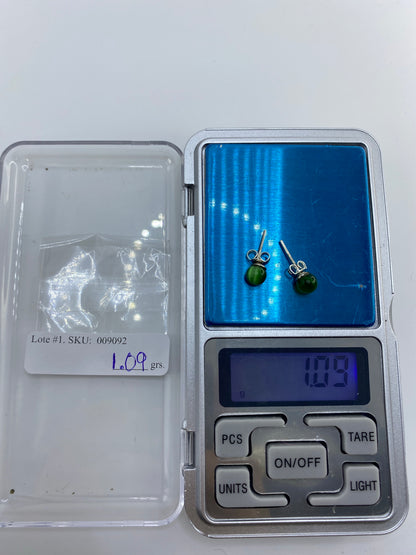 Aretes de Plata con Ojo de Gato Verde — Taxco 925 — foto 6