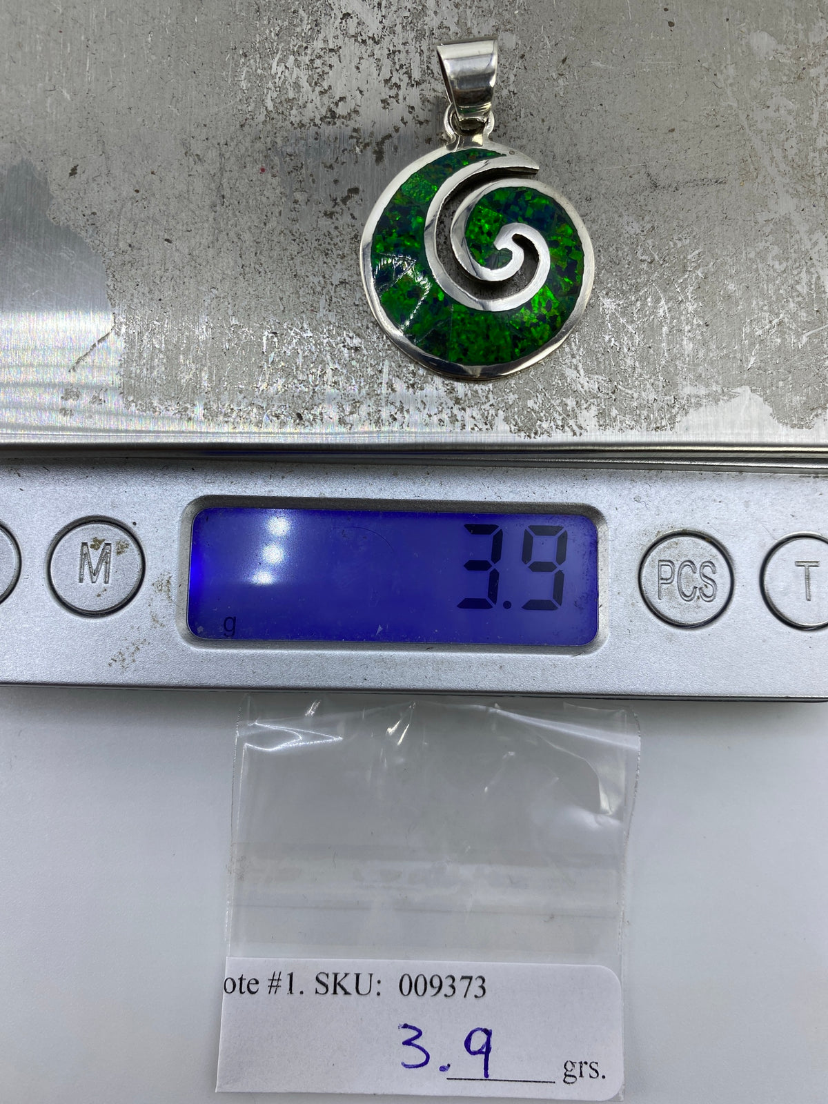 Dije Espiral de Plata con Ópalo de Fuego Verde — Taxco 950 — foto 6