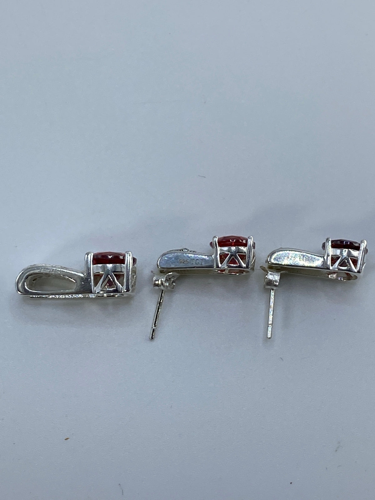 Aretes de Plata con Circonia Roja y Micro-Circonia — Taxco 925 — foto 5