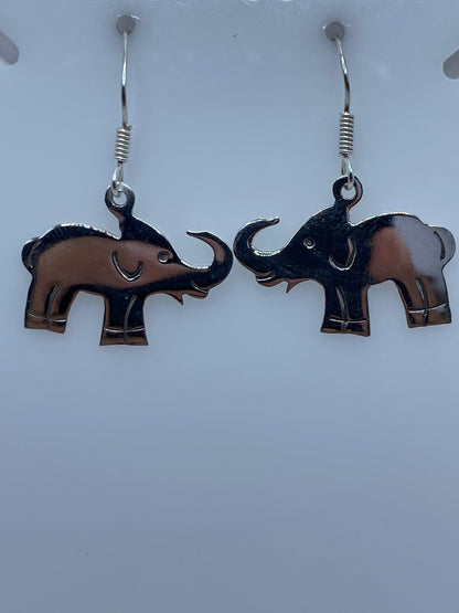 Aretes de elefante de plata 925 sobre regla, 3.4 cm de largo cada uno