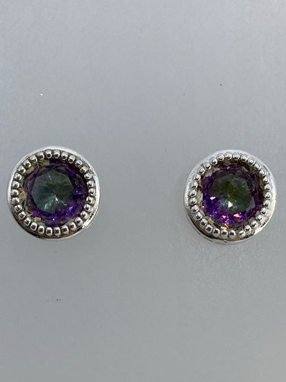 Aretes de plata 925 con circonia multicolor y micro-circonia cristalina en par