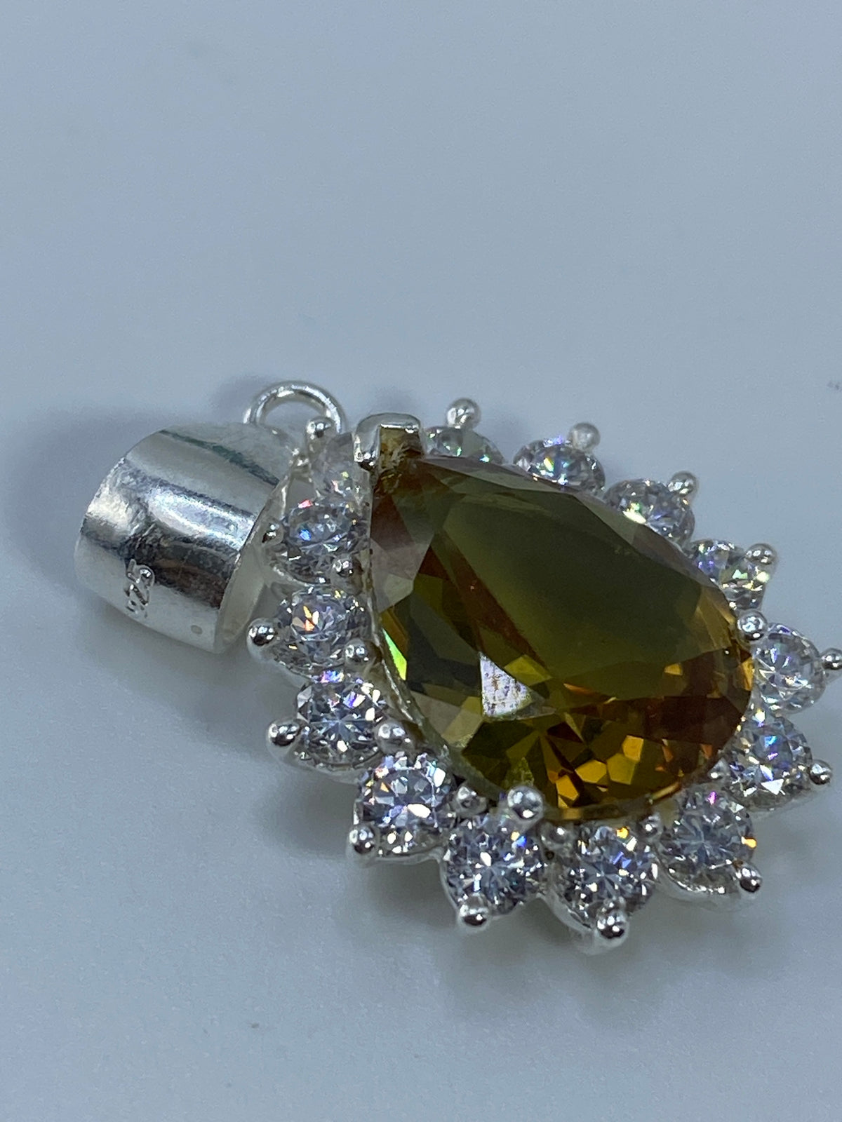 Dije Plata Vintage Circonia Cafe y Micro-Cristal — 3 cm — foto 5