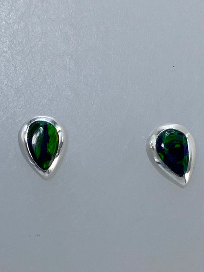 Aretes en gota de plata 925 con ópalo de fuego multicolor brillante