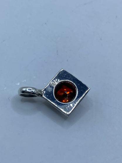Dije Cuadrado Circonia Naranja Plata 925 — Taxco — foto 5