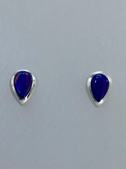 Par de aretes de plata 925 con ópalo de fuego multicolor en forma de gota
