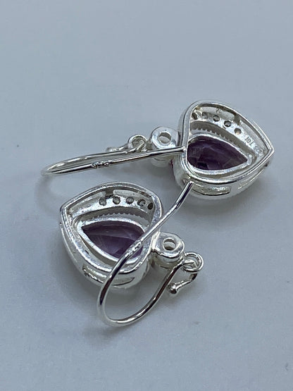 Aretes de Plata Corazón Circonia Morada — Taxco 925 — foto 5