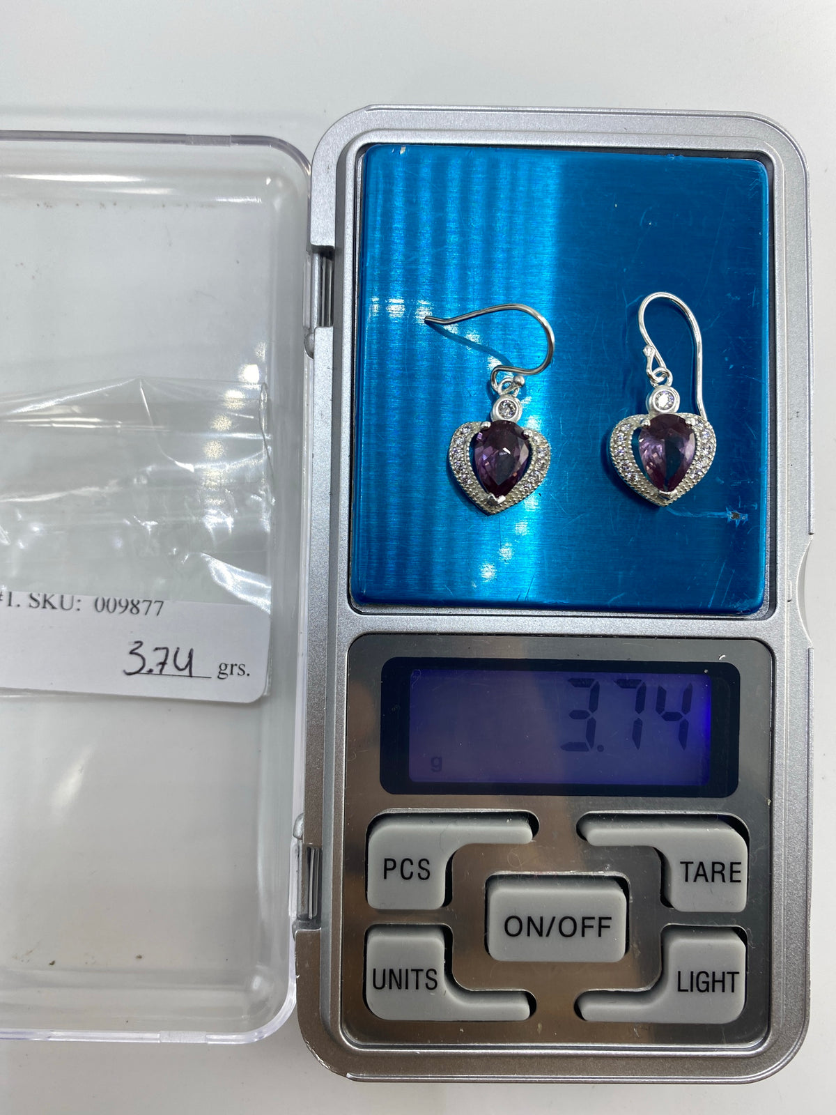 Aretes de Plata Corazón Circonia Morada — Taxco 925 — foto 6