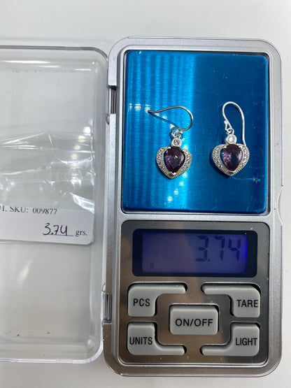 Aretes de Plata Corazón Circonia Morada — Taxco 925 — foto 6