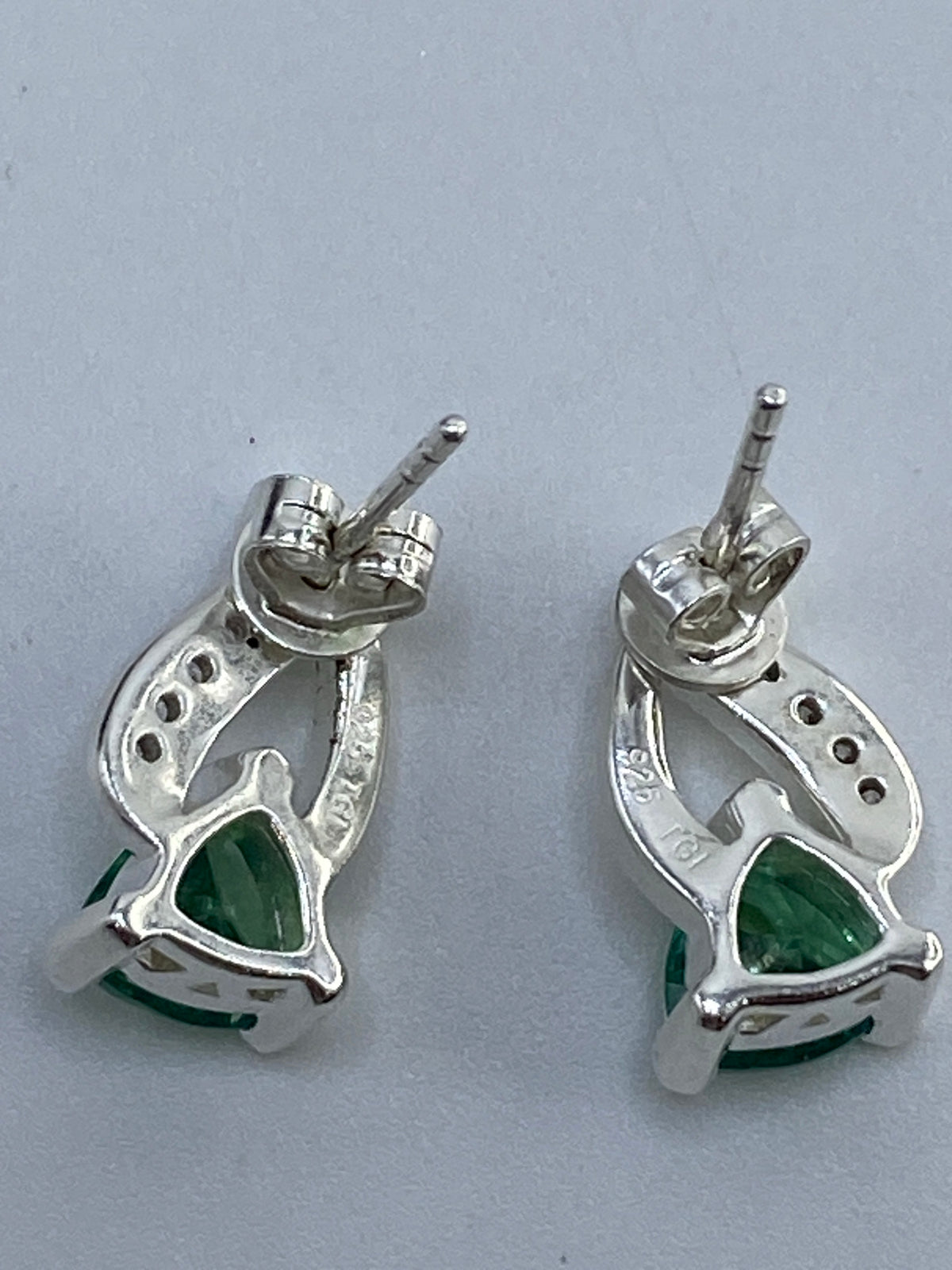 Aretes Plata 925 Circonia Verde — Alas de Ángel Taxco — foto 5