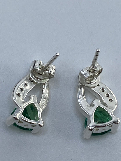 Aretes Plata 925 Circonia Verde — Alas de Ángel Taxco — foto 5
