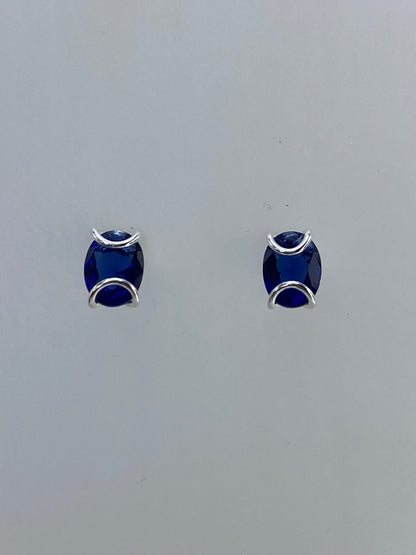 Aretes de plata 925 de Taxco con piedra azul brillante