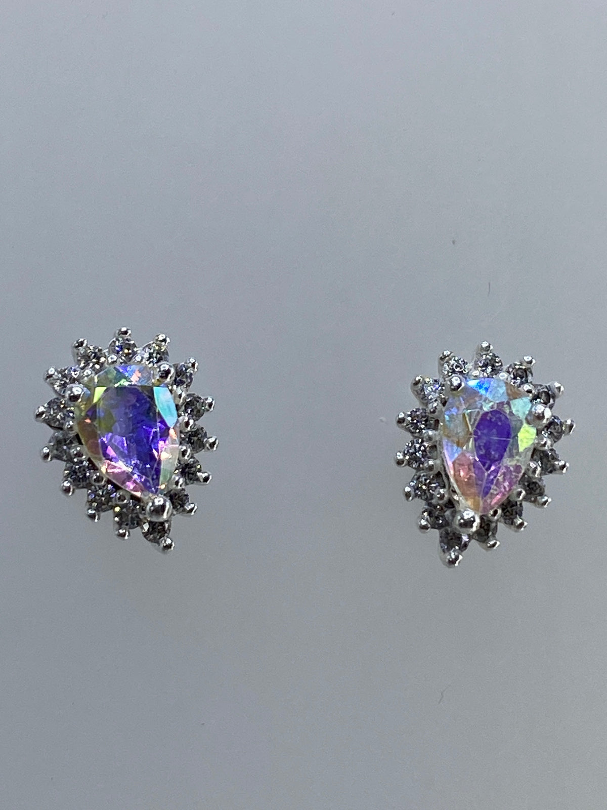 Par de aretes de plata 925 con circonia multicolor y micro-circonia, diseño sombrilla