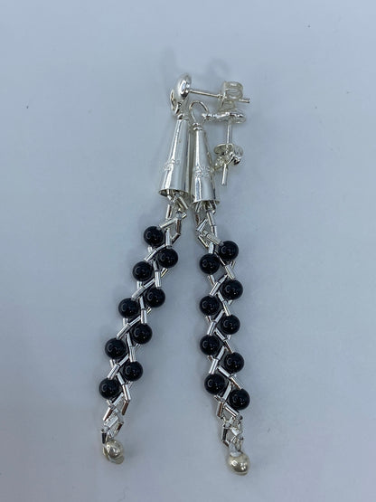 Aretes de Plata con Piedra Negra — Diseño Artesanal Taxco — foto 5