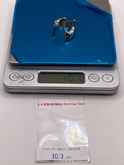 Anillo Abierto Martillado Diseño Curvo en Plata .925, peso en gramos (báscula)