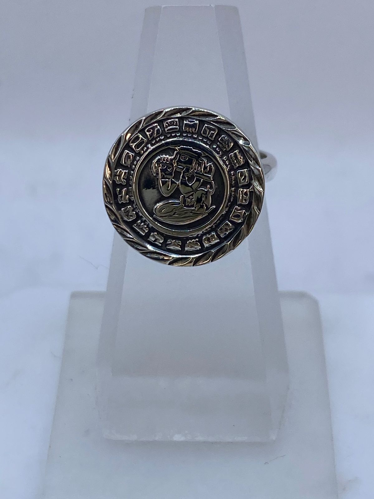 Anillo Ajustable Calendario Maya en Plata .925 — vista lateral