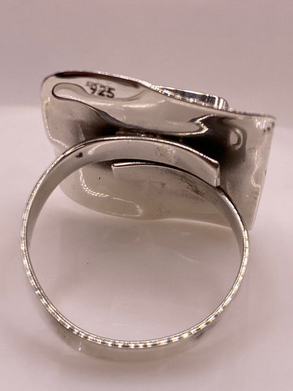 Anillo Ajustable Cuadrado con Ópalo de Fuego en Plata .925, sello de autenticidad Plata Ley .925