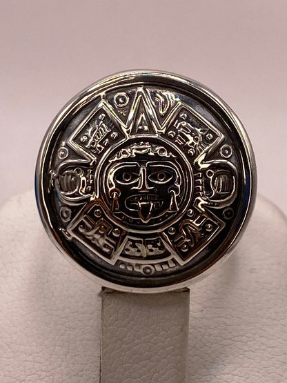 Anillo Ajustable de Plata .925 Calendario Azteca, vista superior