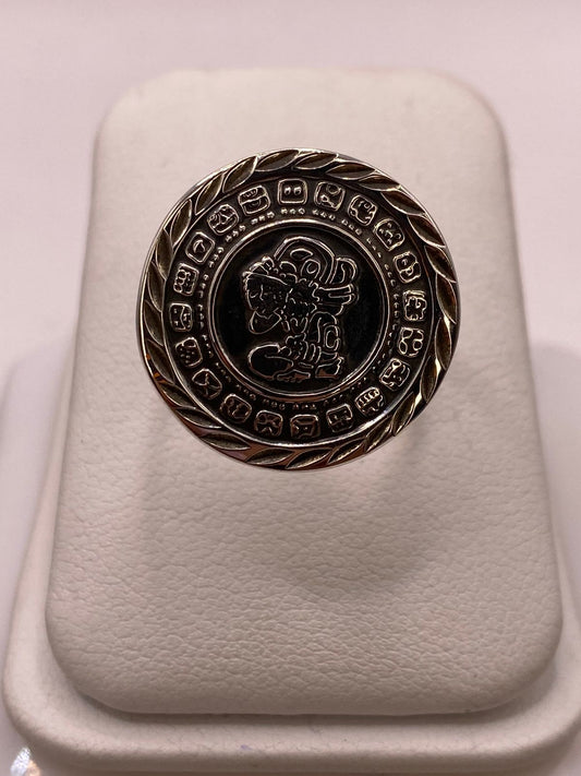 Anillo Ajustable de Plata .925 Calendario Maya — ángulo diagonal