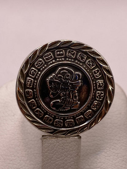 Anillo Ajustable de Plata .925 Calendario Maya, vista de detalle