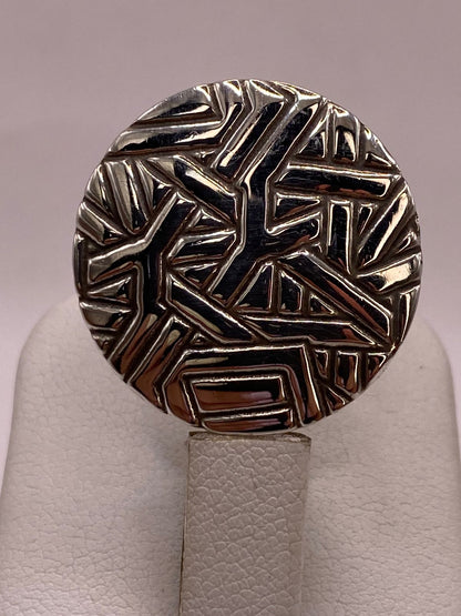 Anillo Artesanal Geométrico en Plata .925, sello de autenticidad Plata Ley .925