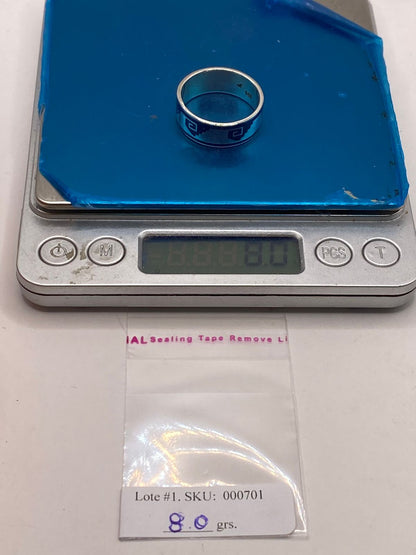 Anillo Artesanal con Greca Azul Esmaltada en Plata, peso en gramos (báscula)