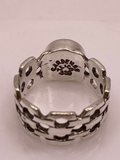 Anillo Artesanal con Ópalo de Fuego Verde en Plata .950, sello de autenticidad Plata Ley .925