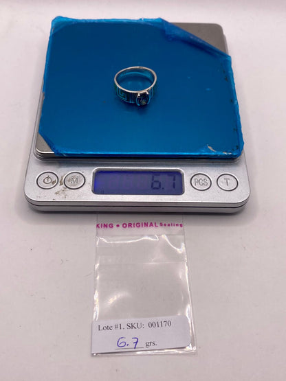 Anillo Artesanal de Plata 950 con Ópalo de Fuego y Zirconia, vista posterior