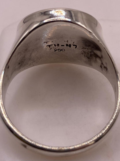 Anillo Artesanal en Plata con Calendario Maya en Relieve, sello de autenticidad Plata Ley .925