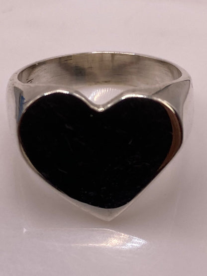 Anillo Artesanal en Plata con Corazón Liso Pulido, sello de autenticidad Plata Ley .925
