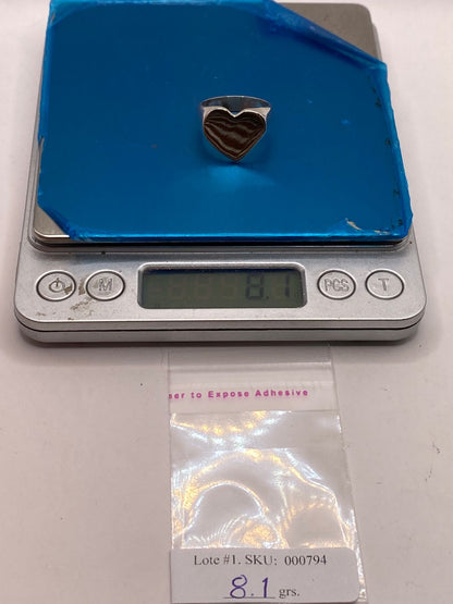 Anillo Artesanal en Plata con Corazón Liso Pulido, peso en gramos (báscula)