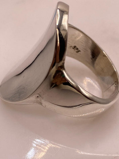 Anillo Artesanal en Plata con Frente Ovalado Liso, sello de autenticidad Plata Ley .925