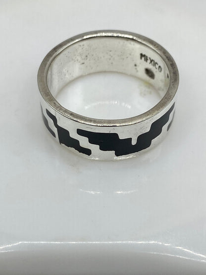 Anillo Artesanal de Plata .925 con Ónix y Diseño Prehispánico, sello de autenticidad Plata Ley .925