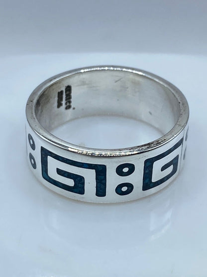 Anillo Artesanal en Plata .925 con Turquesa – Diseño Geométrico, sello de autenticidad Plata Ley .925