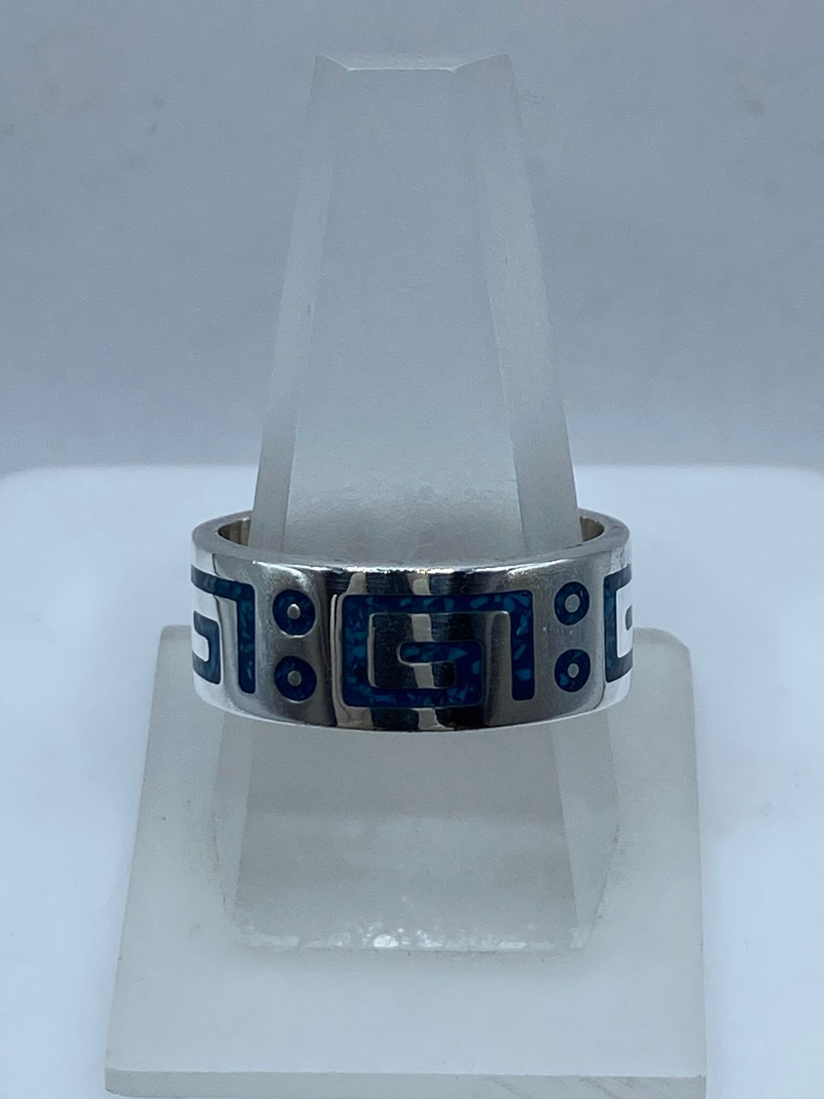 Anillo Artesanal en Plata .925 con Turquesa – Diseño Geométrico — vista lateral