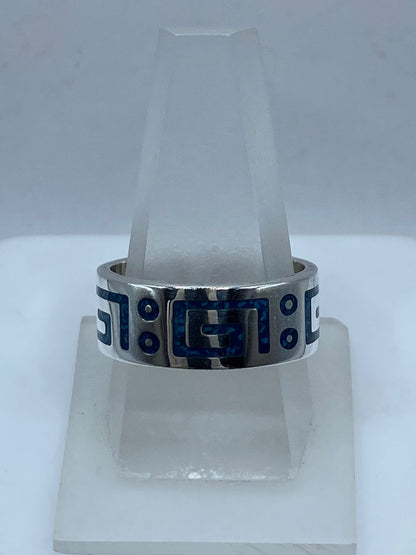 Anillo Artesanal en Plata .925 con Turquesa – Diseño Geométrico — vista lateral