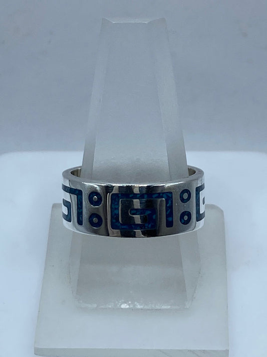 Anillo Artesanal en Plata .925 con Turquesa – Diseño Geométrico — vista lateral