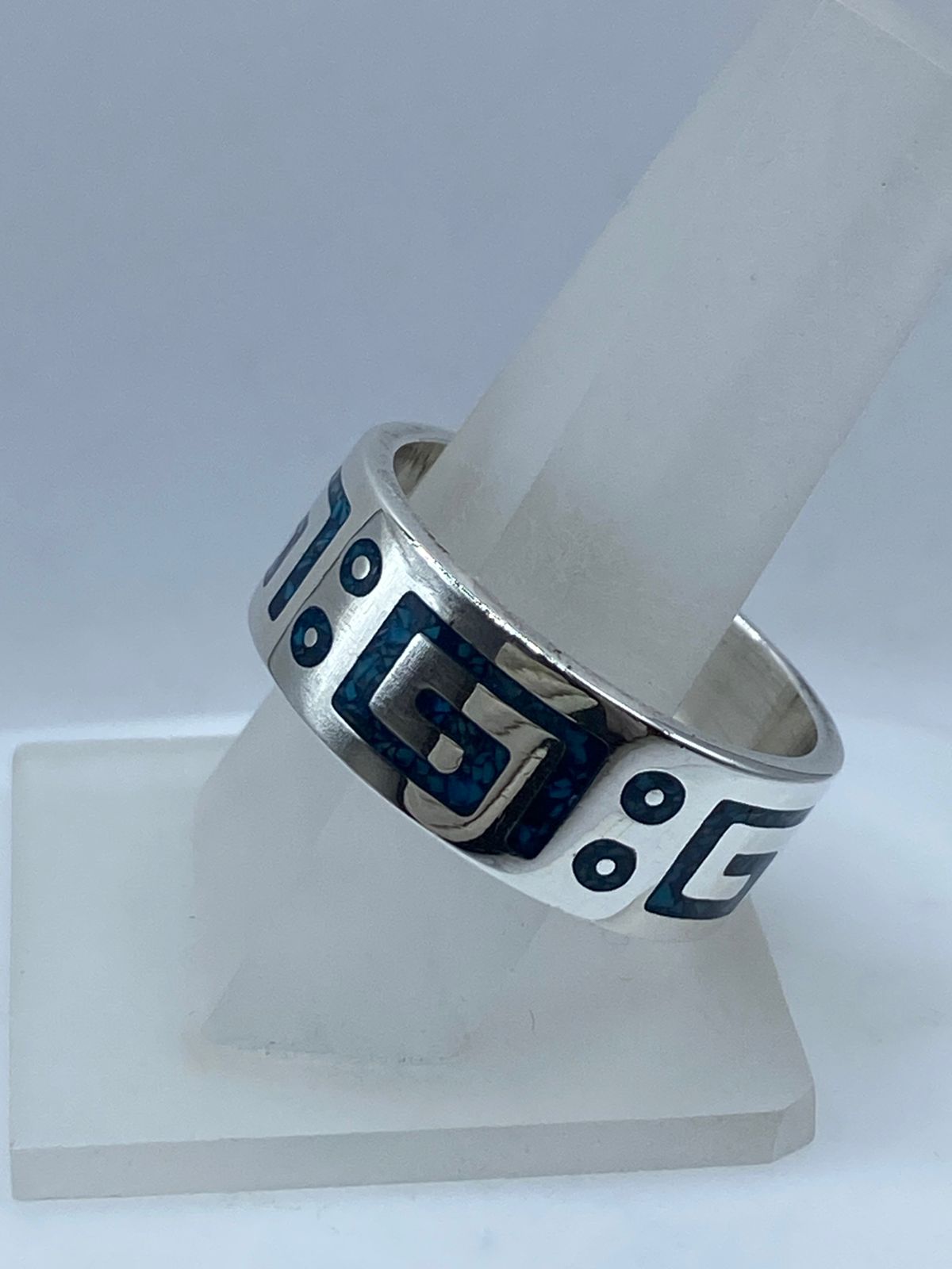 Anillo Artesanal en Plata .925 con Turquesa – Diseño Geométrico, vista frontal