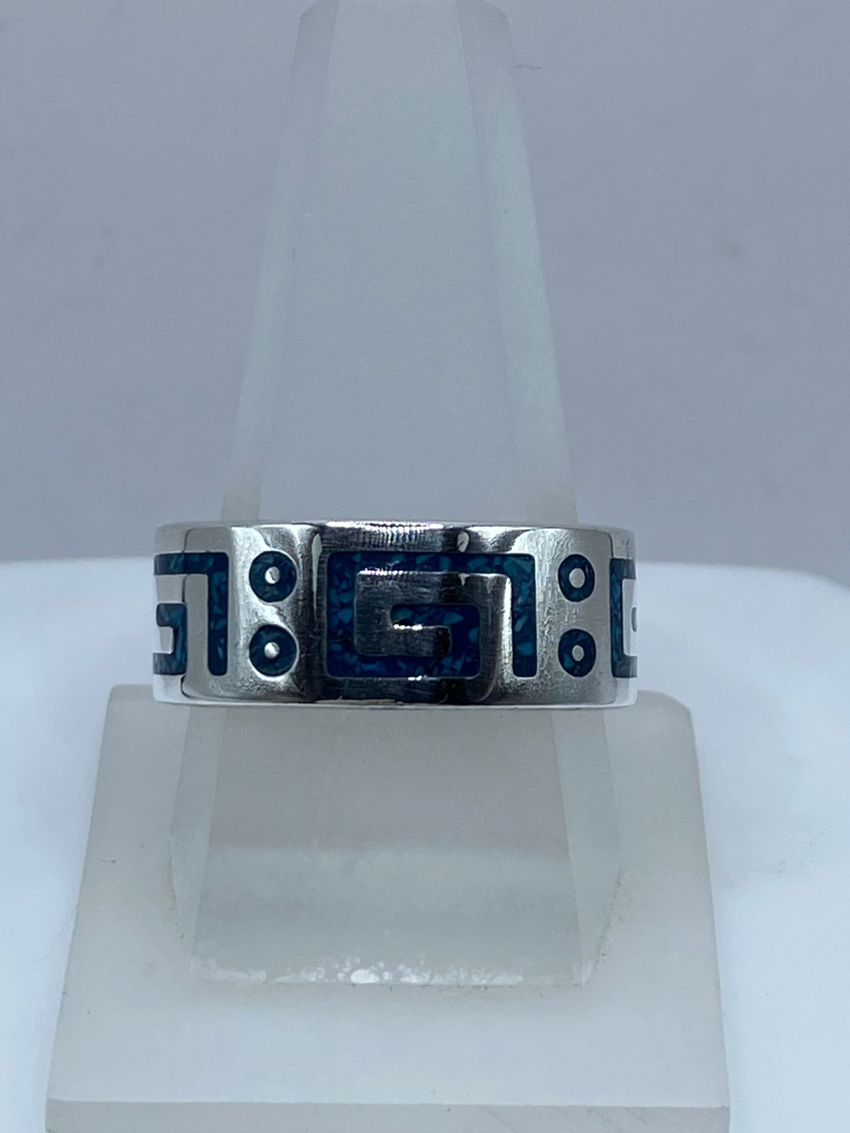 Anillo Artesanal en Plata .925 con Turquesa – Diseño Geométrico, vista lateral