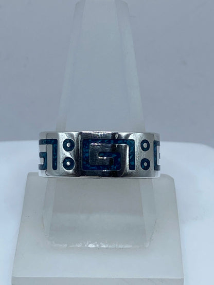 Anillo Artesanal en Plata .925 con Turquesa – Diseño Geométrico, vista lateral