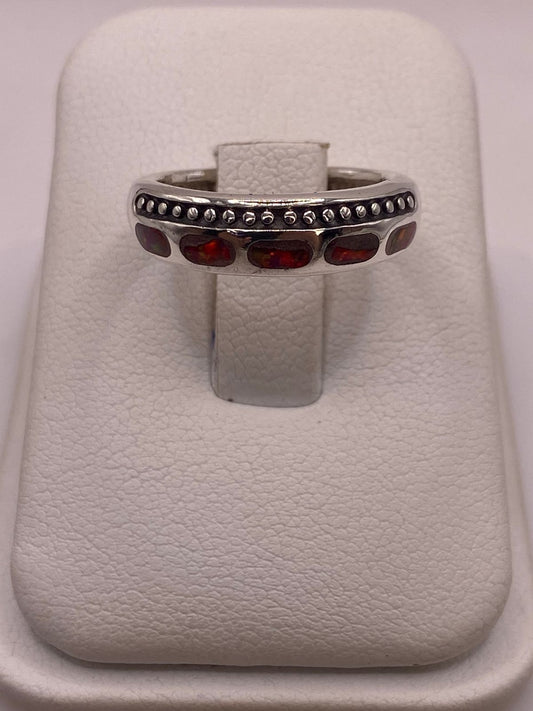 Anillo Artesanal de Plata 950 con Ópalo de Fuego