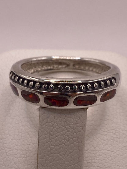 Anillo Artesanal de Plata 950 con Ópalo de Fuego, vista superior